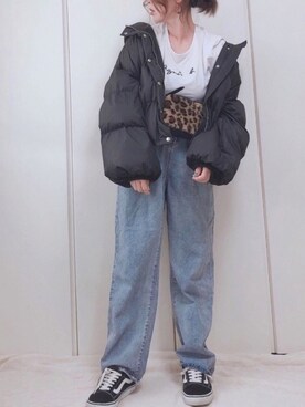 「ハイウエストパンツ」｜「アイテム（ブルゾン）」を使った、♥︎ 𝕃𝕆𝕍𝔼 ♥︎さん（レディース・163cm）の秋コーディネート