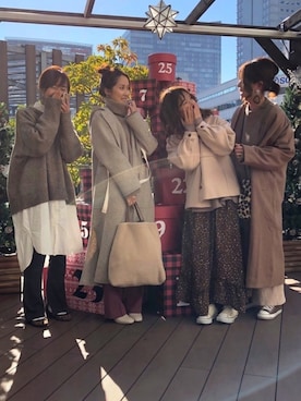 「ゆるニット」｜「アイテム（ノーカラージャケット）」を使った、♥︎ 𝕃𝕆𝕍𝔼 ♥︎さん（レディース・163cm）の冬コーディネート