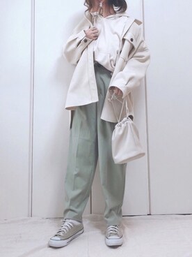「ピスタチオ」｜「アイテム（カバーオール）」を使った、♥︎ 𝕃𝕆𝕍𝔼 ♥︎さん（レディース・163cm）の冬コーディネート