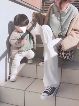 「ボアフリース」｜「アイテム（その他アウター）」を使った、♥︎ 𝕃𝕆𝕍𝔼 ♥︎さん（キッズ・80cm）の冬コーディネート