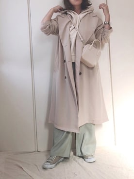 「ストレートパンツ」｜「アイテム（トレンチコート）」を使った、♥︎ 𝕃𝕆𝕍𝔼 ♥︎さん（レディース・163cm）の冬コーディネート