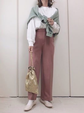 「GOLDY（ゴールディ）のニュアンス カーブ アシンメトリー イヤリング（イヤリング）」を使った、♥︎ 𝕃𝕆𝕍𝔼 ♥︎さん（レディース・163cm）の春コーディネート