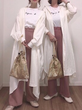 「GOLDY（ゴールディ）のニュアンス カーブ アシンメトリー イヤリング（イヤリング）」を使った、♥︎ 𝕃𝕆𝕍𝔼 ♥︎さん（レディース・163cm）の春コーディネート