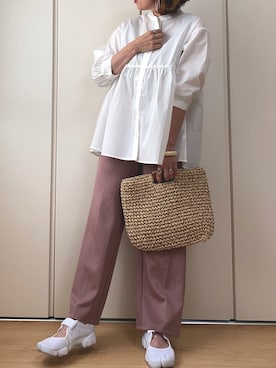 「reca（レカ）のアイテム（かごバッグ）」を使った、♥︎ 𝕃𝕆𝕍𝔼 ♥︎さん（レディース・163cm）の夏コーディネート