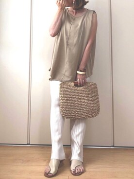 「reca（レカ）のアイテム（かごバッグ）」を使った、♥︎ 𝕃𝕆𝕍𝔼 ♥︎さん（レディース・163cm）の夏コーディネート