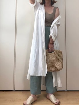 「reca（レカ）のアイテム（かごバッグ）」を使った、♥︎ 𝕃𝕆𝕍𝔼 ♥︎さん（レディース・163cm）の夏コーディネート
