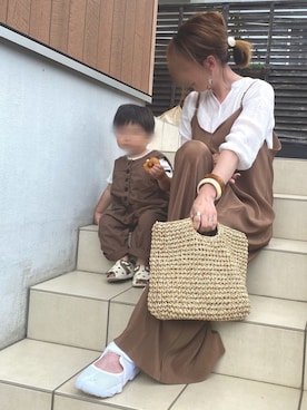 「reca（レカ）のアイテム（かごバッグ）」を使った、♥︎ 𝕃𝕆𝕍𝔼 ♥︎さん（レディース・163cm）の夏コーディネート