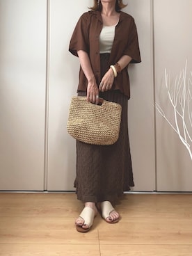 「reca（レカ）のアイテム（かごバッグ）」を使った、♥︎ 𝕃𝕆𝕍𝔼 ♥︎さん（レディース・163cm）の夏コーディネート