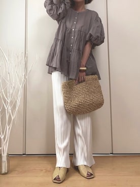 「reca（レカ）のアイテム（かごバッグ）」を使った、♥︎ 𝕃𝕆𝕍𝔼 ♥︎さん（レディース・163cm）の夏コーディネート