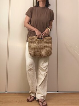 「reca（レカ）のアイテム（かごバッグ）」を使った、♥︎ 𝕃𝕆𝕍𝔼 ♥︎さん（レディース・163cm）の夏コーディネート