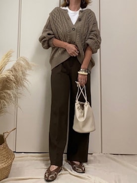 「ケーブルカーディガン」｜「アイテム（その他シューズ）」を使った、♥︎ 𝕃𝕆𝕍𝔼 ♥︎さん（レディース・163cm）の秋コーディネート