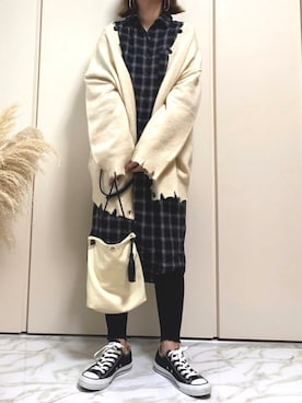 「アイテム（タイツ/ストッキング）」を使った、♥︎ 𝕃𝕆𝕍𝔼 ♥︎さん（レディース・163cm）の秋コーディネート