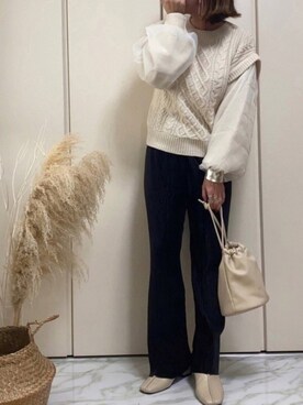 「オーガンジー」｜「アイテム（ブーツ）」を使った、♥︎ 𝕃𝕆𝕍𝔼 ♥︎さん（レディース・163cm）の秋コーディネート
