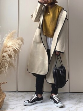 「プリーツバッグ」｜「アイテム（その他アウター）」を使った、♥︎ 𝕃𝕆𝕍𝔼 ♥︎さん（レディース・163cm）の秋コーディネート
