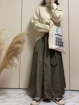 「rectangle（レクタングル）のアイテム（スカート）」を使った、♥︎ 𝕃𝕆𝕍𝔼 ♥︎さん（レディース・163cm）の冬コーディネート