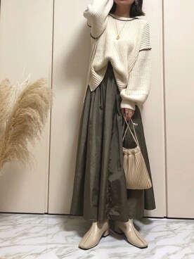 「rectangle（レクタングル）のアイテム（スカート）」を使った、♥︎ 𝕃𝕆𝕍𝔼 ♥︎さん（レディース・163cm）の冬コーディネート