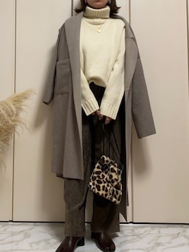 「rectangle（レクタングル）のアイテム（ピーコート）」を使った、♥︎ 𝕃𝕆𝕍𝔼 ♥︎さん（レディース・163cm）の冬コーディネート