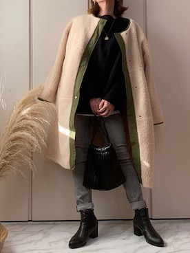 「プリーツバッグ」｜「アイテム（その他アウター）」を使った、♥︎ 𝕃𝕆𝕍𝔼 ♥︎さん（レディース・163cm）の冬コーディネート
