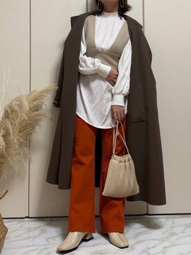 「rectangle（レクタングル）のアイテム（チェスターコート）」を使った、♥︎ 𝕃𝕆𝕍𝔼 ♥︎さん（レディース・163cm）の冬コーディネート
