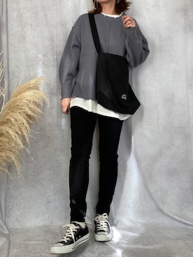 「RETRO GIRL（レトロガール）のフェイクレイヤードダメージニット（その他トップス）」を使った、♥︎ 𝕃𝕆𝕍𝔼 ♥︎さん（レディース・163cm）の冬コーディネート