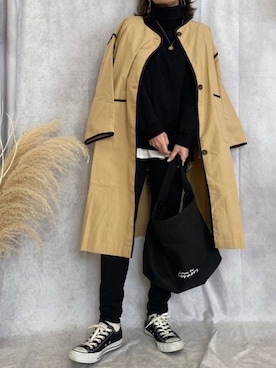 「パイピングコート」｜「アイテム（スウェット）」を使った、♥︎ 𝕃𝕆𝕍𝔼 ♥︎さん（レディース・163cm）の冬コーディネート