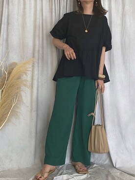 「プリーツバッグ」｜「アイテム（アクセサリー）」を使った、♥︎ 𝕃𝕆𝕍𝔼 ♥︎さん（レディース・163cm）の夏コーディネート