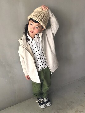 「antiqua（アンティカ）のアイテム（帽子）」を使った、antiquatoy  officialさん（キッズ・110cm）の秋コーディネート