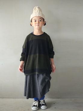 「antiqua（アンティカ）のアイテム（帽子）」を使った、antiquatoy  officialさん（キッズ・110cm）の秋コーディネート
