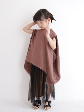 「アイテム（トップス、ブラウン系）」を使った、antiquatoy  officialさん（キッズ・110cm）の春コーディネート