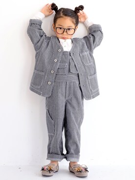 「antiqua（アンティカ）のアイテム（オールインワン・サロペット）」を使った、antiquatoy  officialさん（キッズ・110cm）の冬コーディネート
