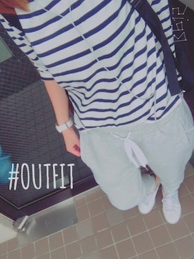 「UNIQLO（ユニクロ）のボーダーボートネックT（長袖）（Tシャツ/カットソー、ブルー系）」を使った、ogaさん（レディース・158cm）の春コーディネート