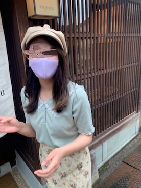 「古着好きな人と繋がりたい」｜「アイテム（キャスケット）」を使った、あずまるさん（レディース・162cm）の春コーディネート