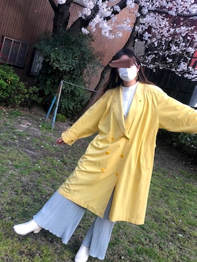 「古着好きな人と繋がりたい」｜「アイテム（トレンチコート）」を使った、あずまるさん（レディース・162cm）の春コーディネート