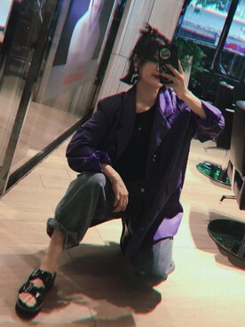 「iT（イット）のアイテム（テーラードジャケット）」を使った、穿着高跟鞋流浪D猫さん（レディース・157cm）の夏コーディネート