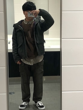 「coca（coca）（コカ）のアイテム（スウェット）」を使った、ガチむちさん（メンズ・168cm）の秋コーディネート