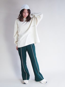 「179/WG（イチナナキュウダブルジー）のアイテム（帽子）」を使った、Itsumi Nishiさん（レディース・154cm）の冬コーディネート
