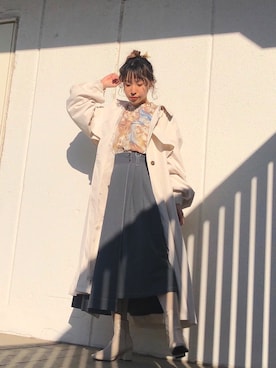 「179/WG（イチナナキュウダブルジー）のアイテム（トレンチコート）」を使った、Itsumi Nishiさん（レディース・154cm）の春コーディネート
