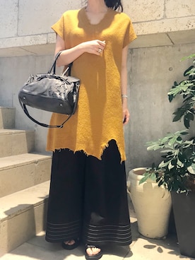 「Yasutoshi Ezumi（ヤストシエズミ）のアイテム（パンツ）」を使った、ayanoさん（レディース・171cm）の夏コーディネート