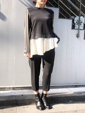 「Yasutoshi Ezumi（ヤストシエズミ）のアイテム（パンツ）」を使った、ayanoさん（レディース・171cm）の夏コーディネート