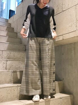 「Yasutoshi Ezumi（ヤストシエズミ）のアイテム（パンツ）」を使った、ayanoさん（レディース・171cm）の夏コーディネート