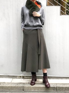 「MM6 Maison Margiela（ｴﾑｴﾑｼｯｸｽ ﾒｿﾞﾝ ﾏﾙｼﾞｪﾗ）のアイテム（ニット/セーター）」を使った、ayanoさん（レディース・171cm）の秋コーディネート