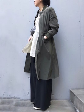「ロング丈」｜「アイテム（ブルゾン）」を使った、ayanoさん（レディース・171cm）の冬コーディネート