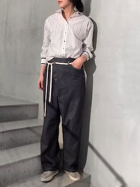「Yasutoshi Ezumi（ヤストシエズミ）のアイテム（パンツ）」を使った、ayanoさん（レディース・171cm）の春コーディネート