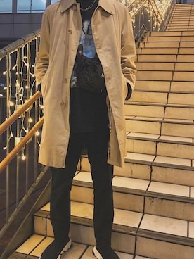 「アイテム（ステンカラーコート）」を使った、taiag552さん（メンズ・180cm・20代）の夏コーディネート