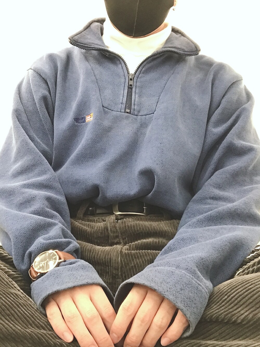 「おしゃれさんと繋がりたい、古着系、古着MIX、古着、ハーフジップ、コーデュロイ、コーデュロイパンツ、スウェット」｜「UNIQLOのアイテム（トップス、ホワイト系）」を使った、yokoyoko9さん（メンズ・170cm）の秋コーディネートの1枚目の写真