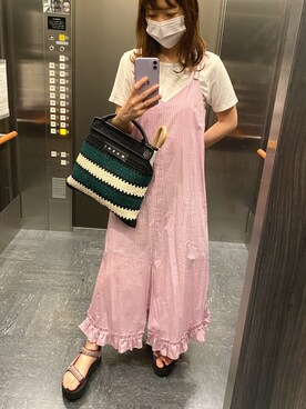 「Hanes」｜「アイテム（ワンピース/ドレス）」を使った、河越由衣さん（レディース・162cm）の夏コーディネート