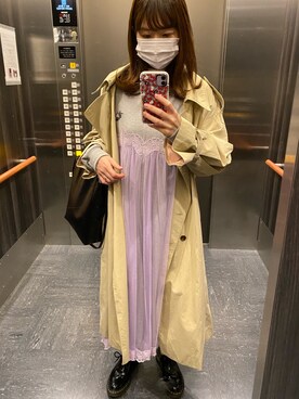 「スエット」｜「アイテム（ワンピース/ドレス）」を使った、河越由衣さん（レディース・162cm）の秋コーディネート