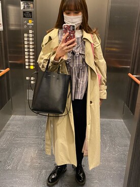 「ベロアスカート」｜「アイテム（その他シューズ）」を使った、河越由衣さん（レディース・162cm）の秋コーディネート