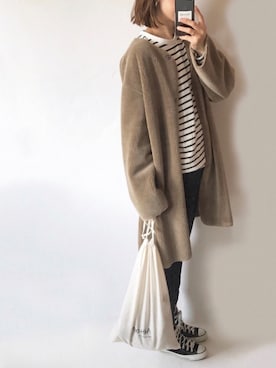 「アイテム（ムートンコート）」を使った、sanさん（レディース・159cm）の冬コーディネート