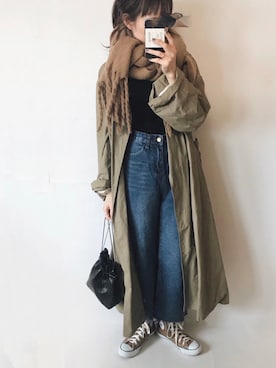 「JOURNAL STANDARD LUXE（ジャーナルスタンダード　ラックス）のアイテム（ノーカラージャケット）」を使った、sanさん（レディース・159cm）の冬コーディネート